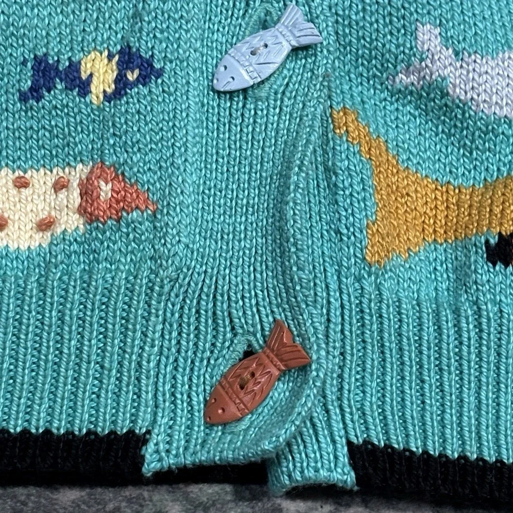 vintage Christine Foley fish cardigan Size 2 RARE See Measurements - Picture 3 of 7